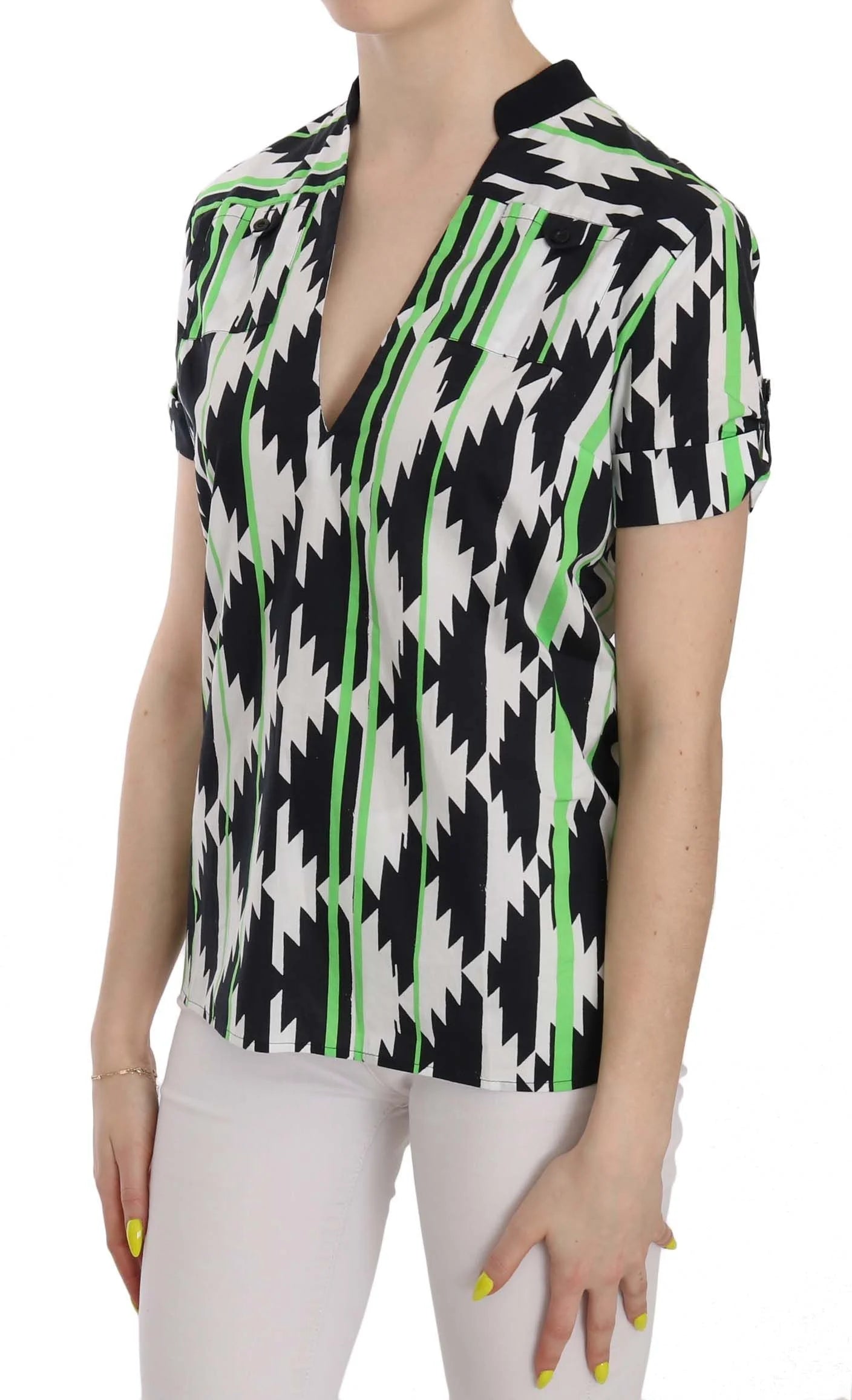 Costume National Multi Color Plunging Top Blouse - IT40|S - Blouses