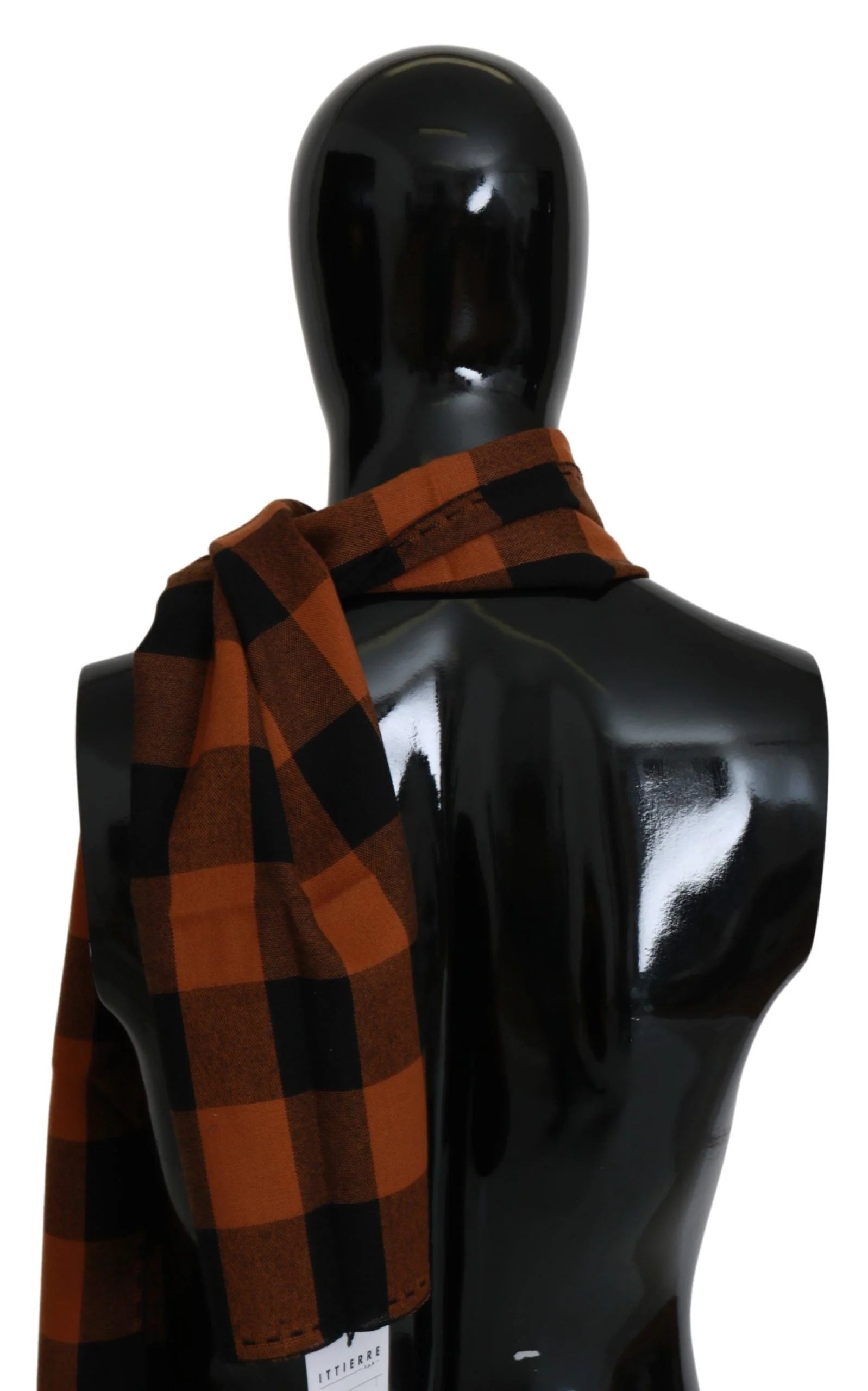 Costume National Orange Check Neck Wrap Shawl Scarf - Scarves & Shawls