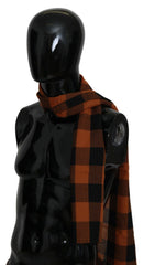 Costume National Orange Check Neck Wrap Shawl Scarf - Scarves & Shawls