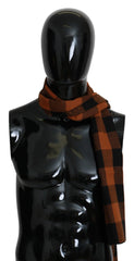 Costume National Orange Check Neck Wrap Shawl Scarf - Scarves & Shawls