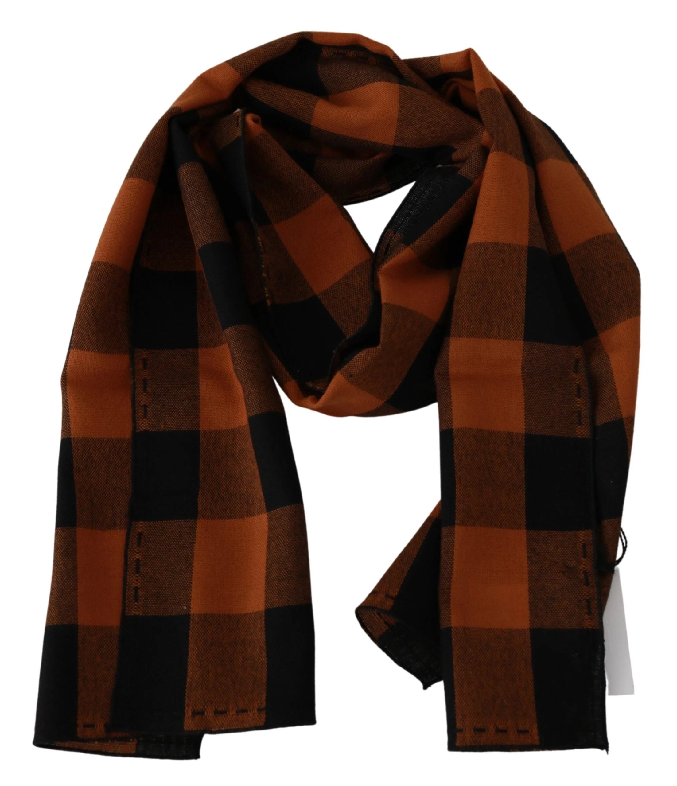 Costume National Orange Check Neck Wrap Shawl Scarf - Scarves & Shawls