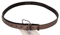 Costume National Pink Metallic Leather Buckle Belt - 85 cm / 34 Inches - Belts