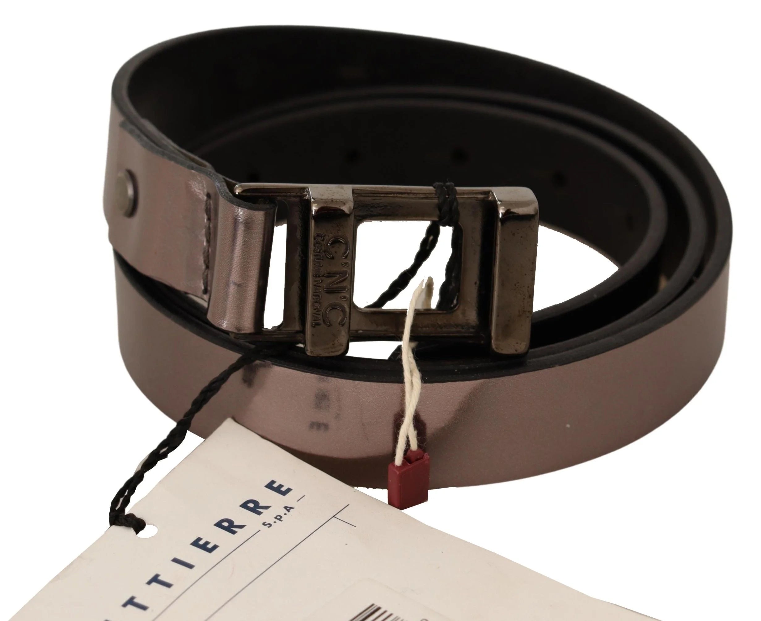 Costume National Pink Metallic Leather Buckle Belt - 85 cm / 34 Inches - Belts