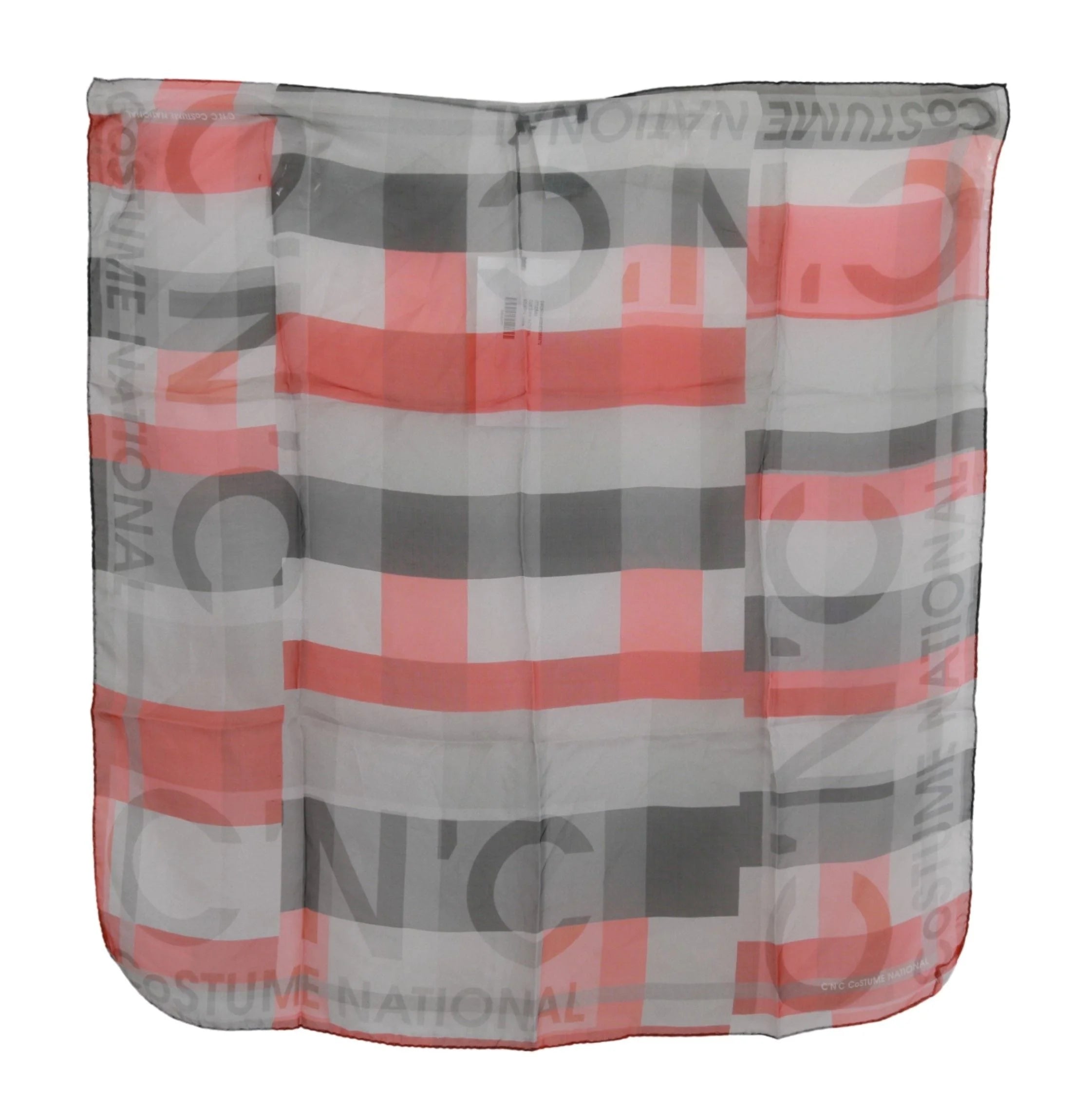 Costume National Red 100% Silk Branded Gray Scarf - Scarves & Shawls