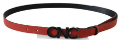 Costume National Red Black Leather Black Logo Buckle Blood Belt - 85 cm / 34 Inches - Belts