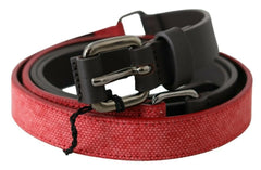 Costume National Red Brown Leather Silver Logo Buckle Waist Belt - 85 cm / 34 Inches - Belts