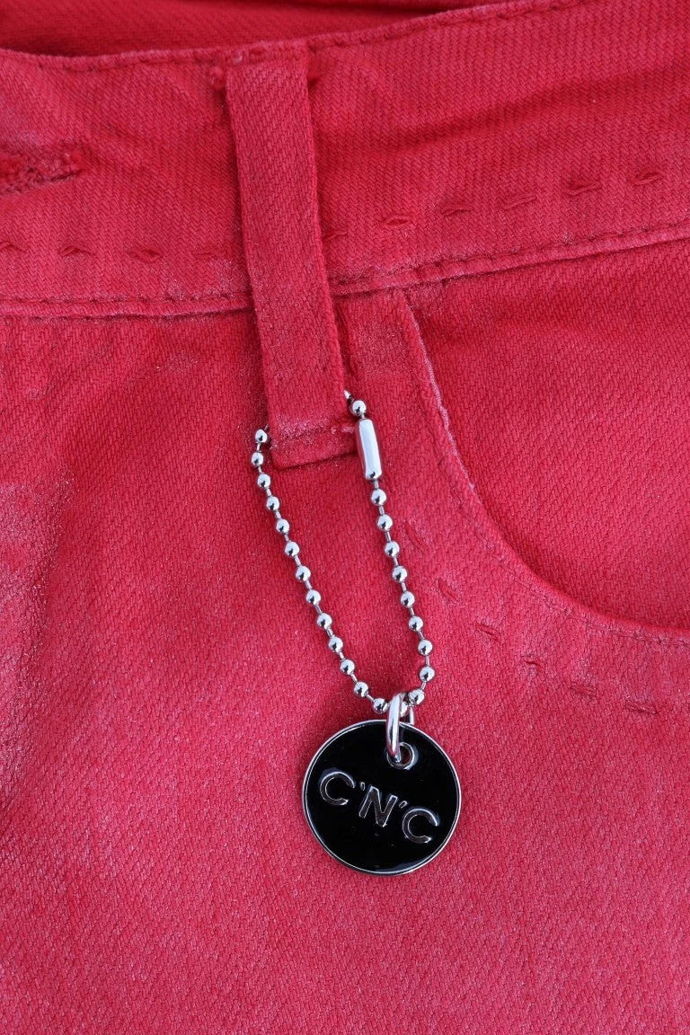 Costume National Red Cotton Stretch Slim Jeans - Jeans