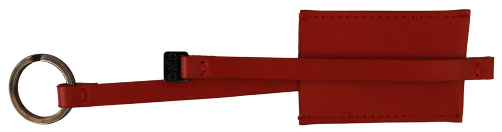 Costume National Red Leather Branded Logo Keyring Keychain - Keychains