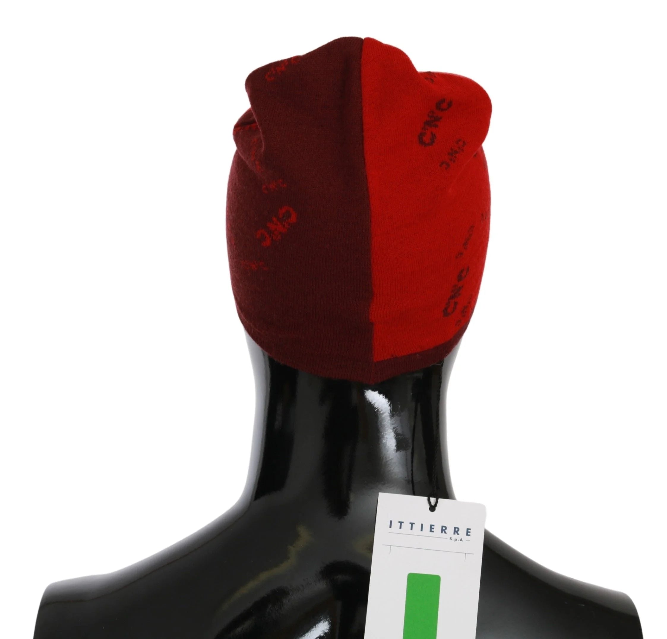 Costume National Red Wool Blend Branded Beanie Hat - Beanies