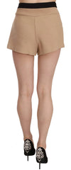 Costume National Shorts Beige Cotton Mid Waist Mini Short - IT42|M - Short Trousers