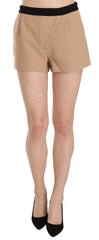 Costume National Shorts Beige Cotton Mid Waist Mini Short - IT42|M - Short Trousers