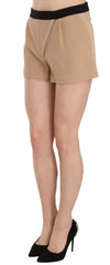 Costume National Shorts Beige Cotton Mid Waist Mini Short - IT42|M - Short Trousers