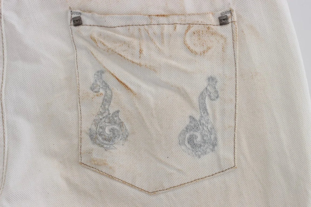 Costume National White Cotton Slim Fit Bootcut Jeans - W26 - Jeans