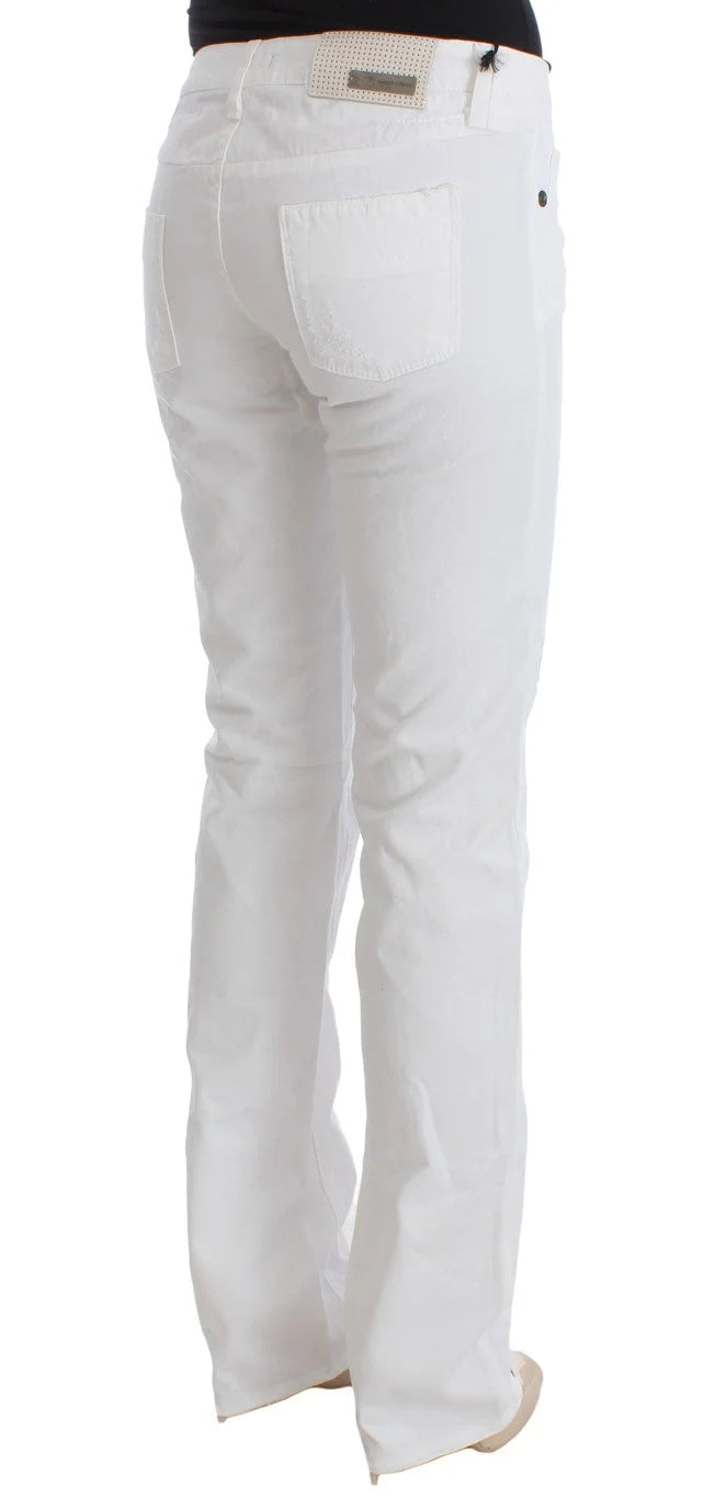 Costume National White Cotton Slim Fit Denim Bootcut Jeans - Jeans