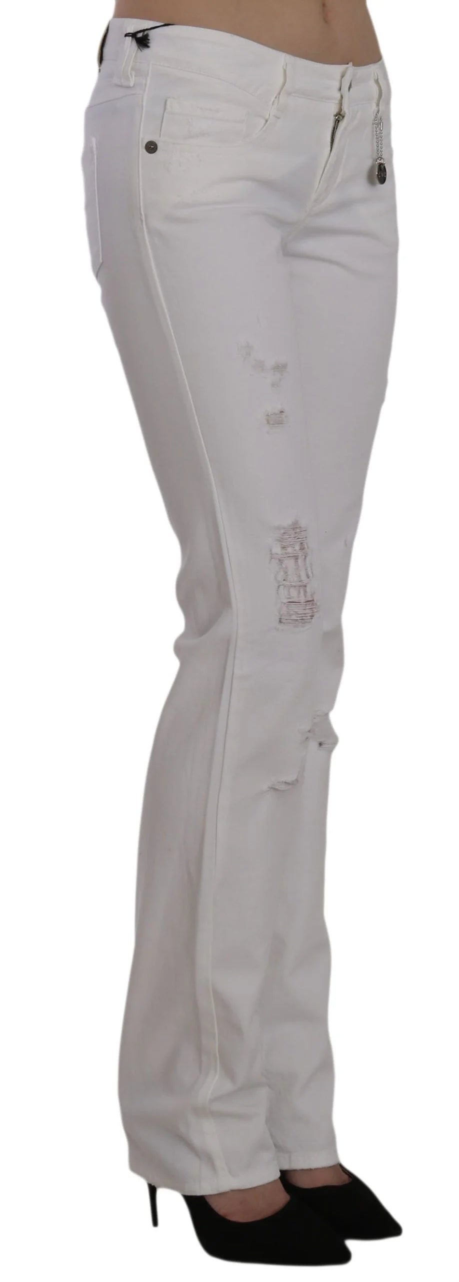 Costume National White Cotton Slim Fit Straight Jeans Pants - Jeans