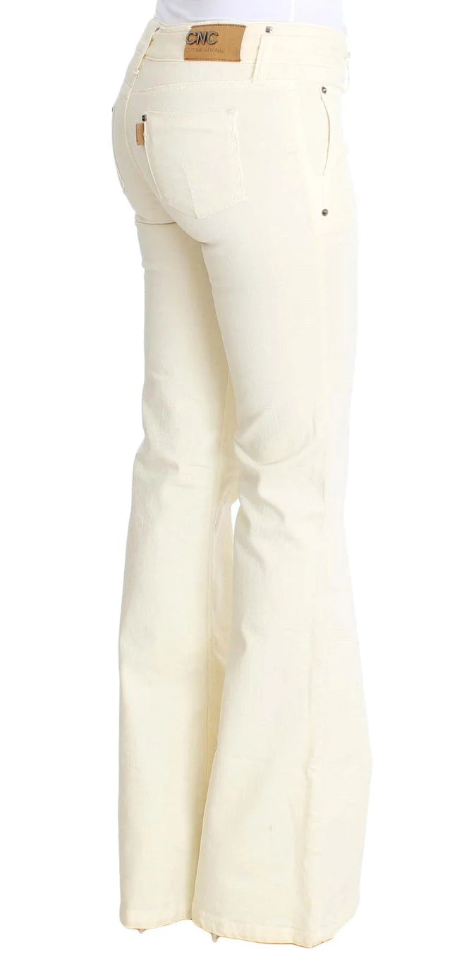 Costume National White Cotton Stretch Flare Jeans - W26 - Jeans
