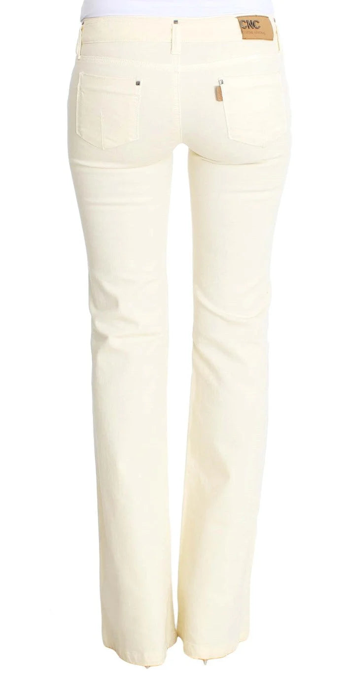 Costume National White Cotton Stretch Flare Jeans - W26 - Jeans