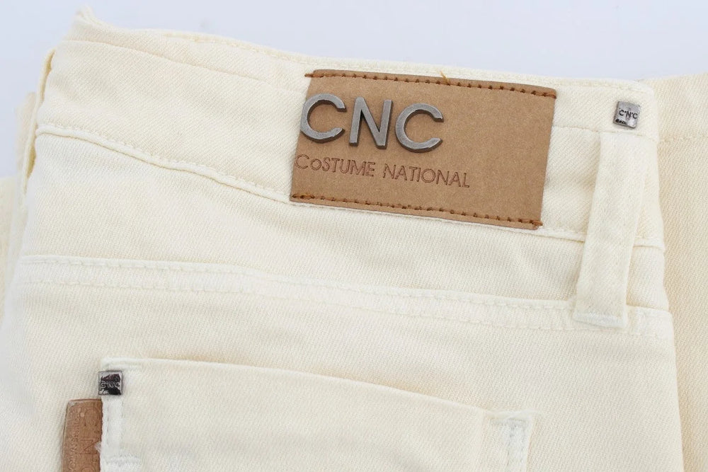 Costume National White Cotton Stretch Flare Jeans - W26 - Jeans