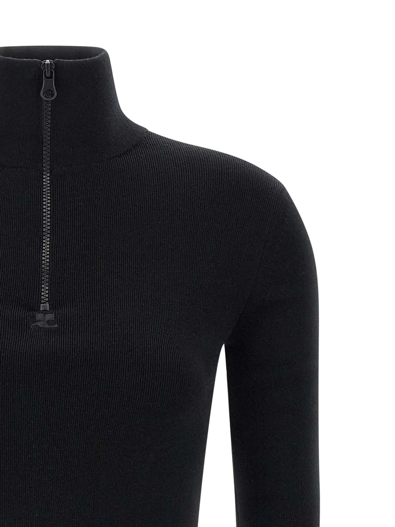 Courrèges Black Merino Wool Short Dress - XS