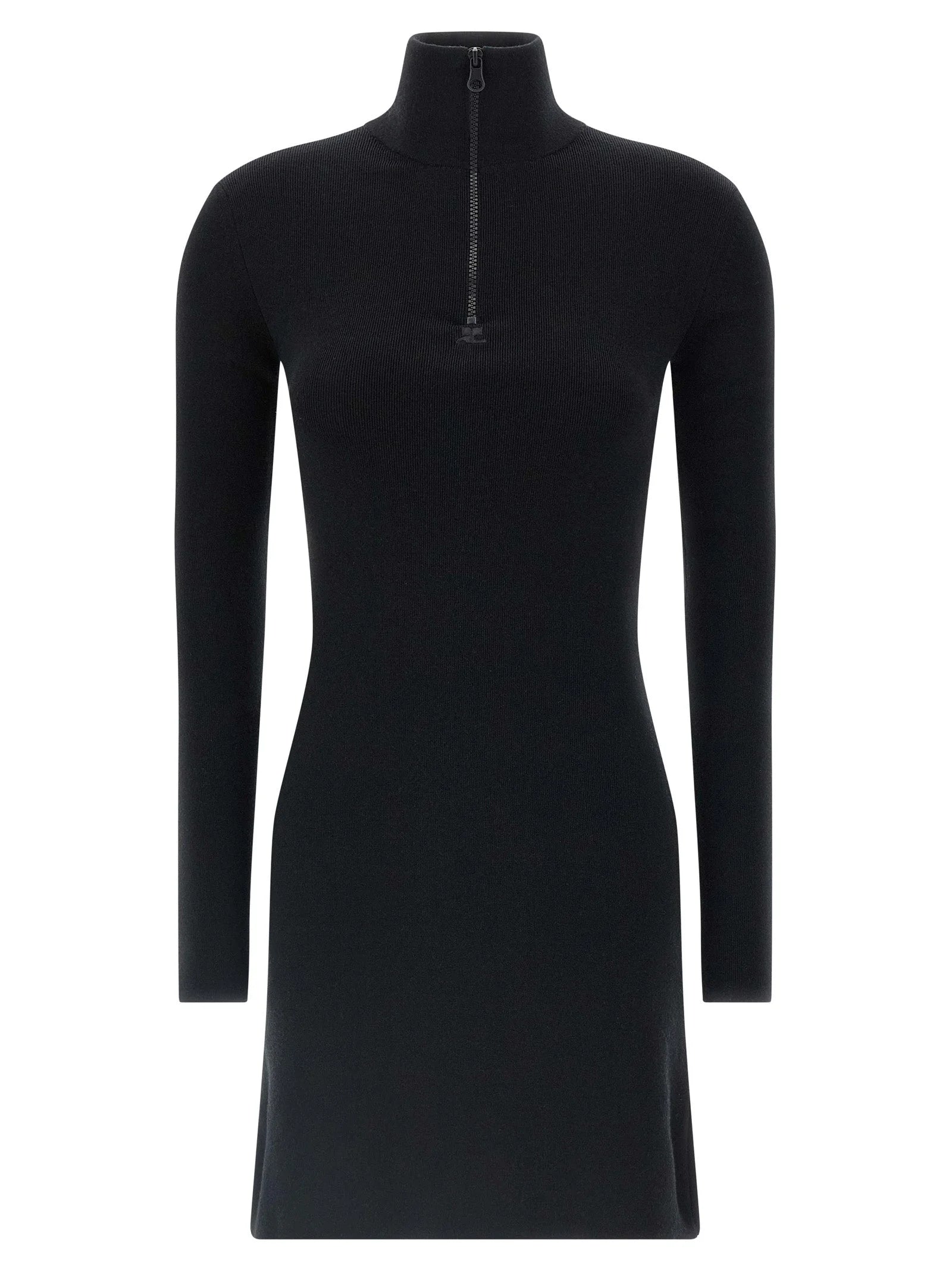 Courrèges Black Merino Wool Short Dress - XS
