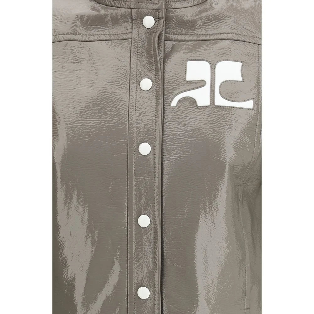 Courrèges Gray Cotton Full-Length Jacket - Coats & Jackets