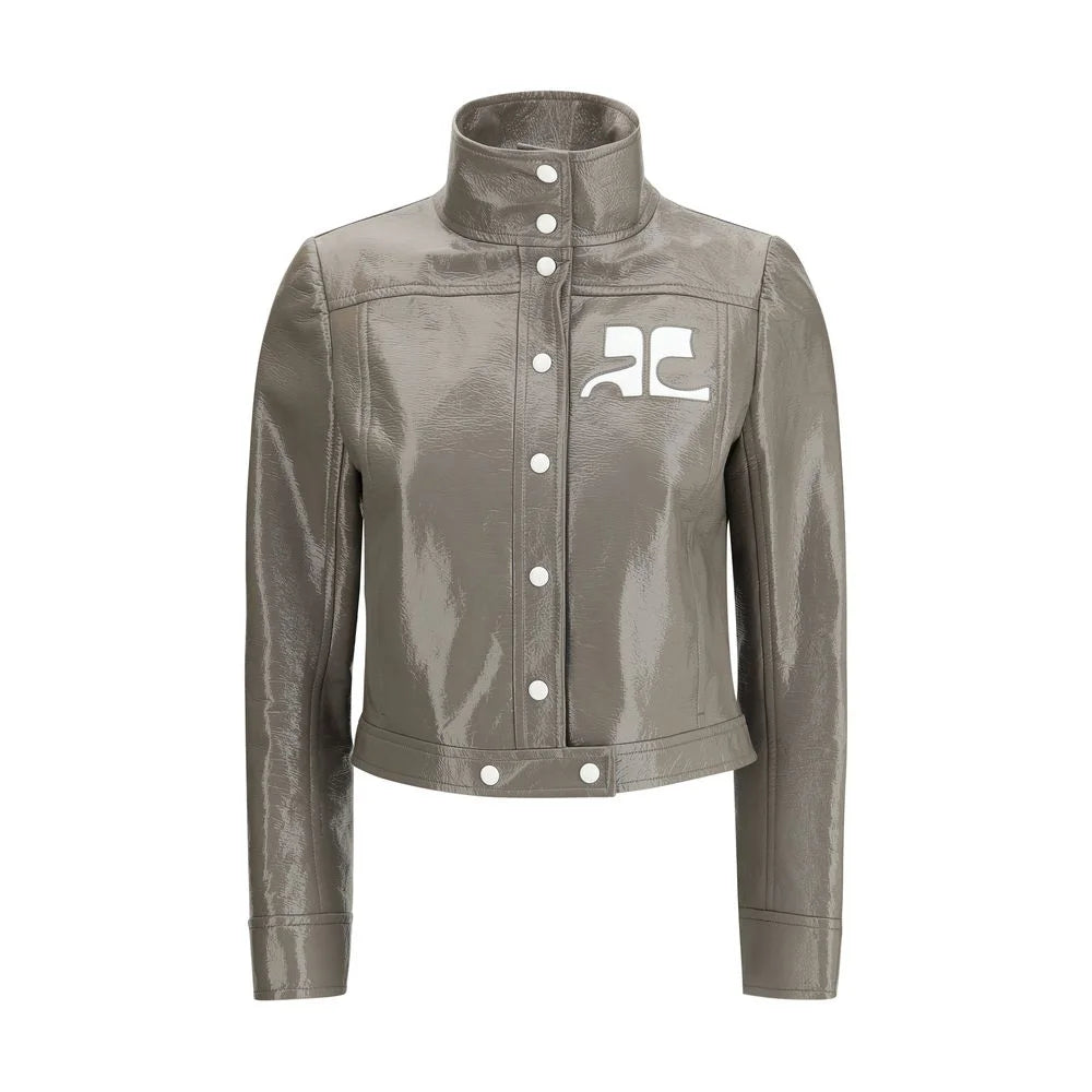 Courrèges Gray Cotton Full-Length Jacket - Coats & Jackets