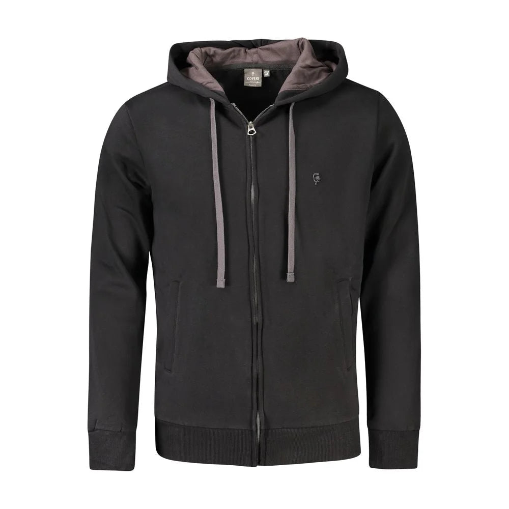 Coveri Moving Black Cotton Men Sweater - XXL