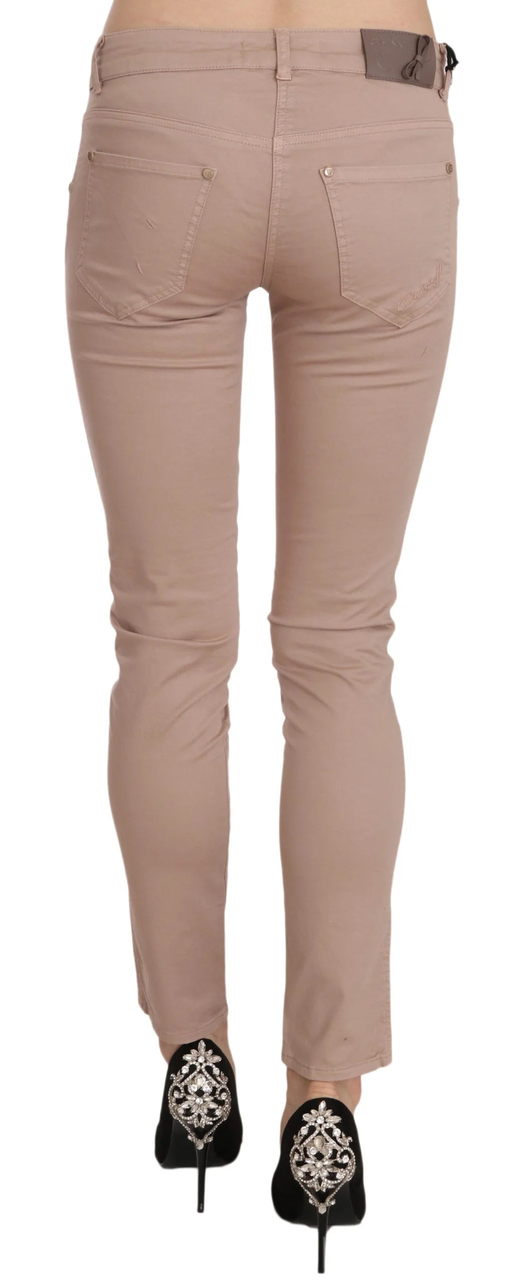 CRISTINAEFFE Brown Low Waist Slim Fit Skinny Cotton Pants - IT42|M - Jeans