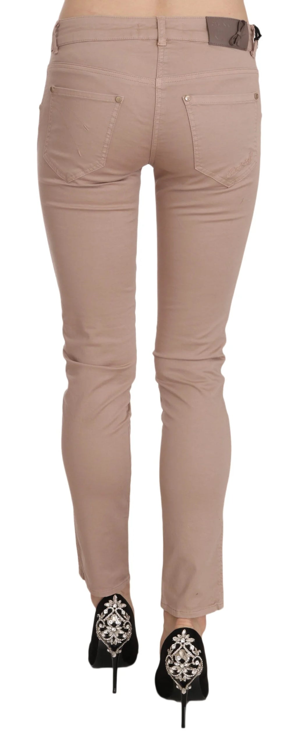 CRISTINAEFFE Brown Low Waist Slim Fit Skinny Cotton Pants - IT42|M - Jeans