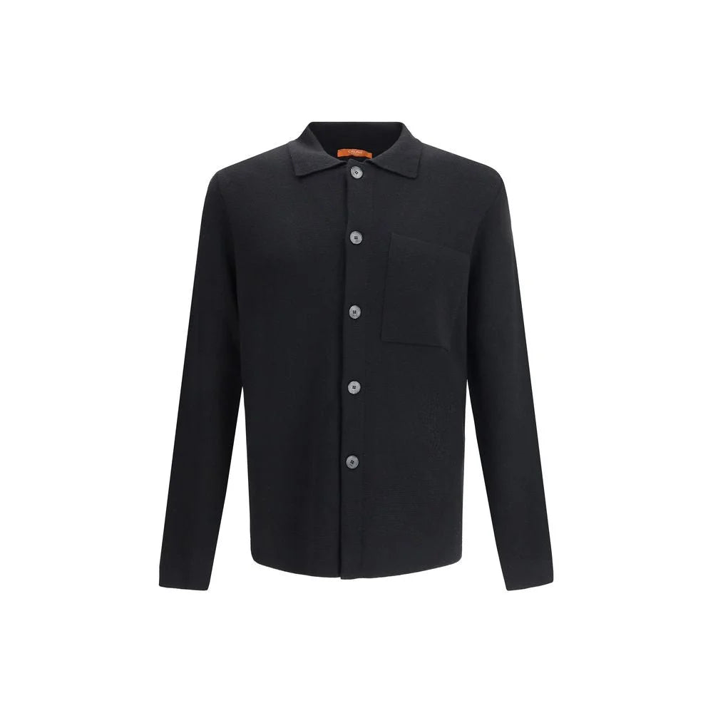 Cruna Black Fleece Wool Coat - IT50 | L - Coats & Jackets