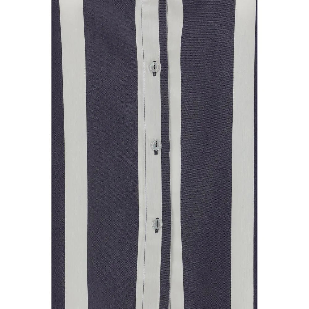 Cruna Blue Viscose Pattern Shirt