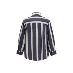 Cruna Blue Viscose Pattern Shirt