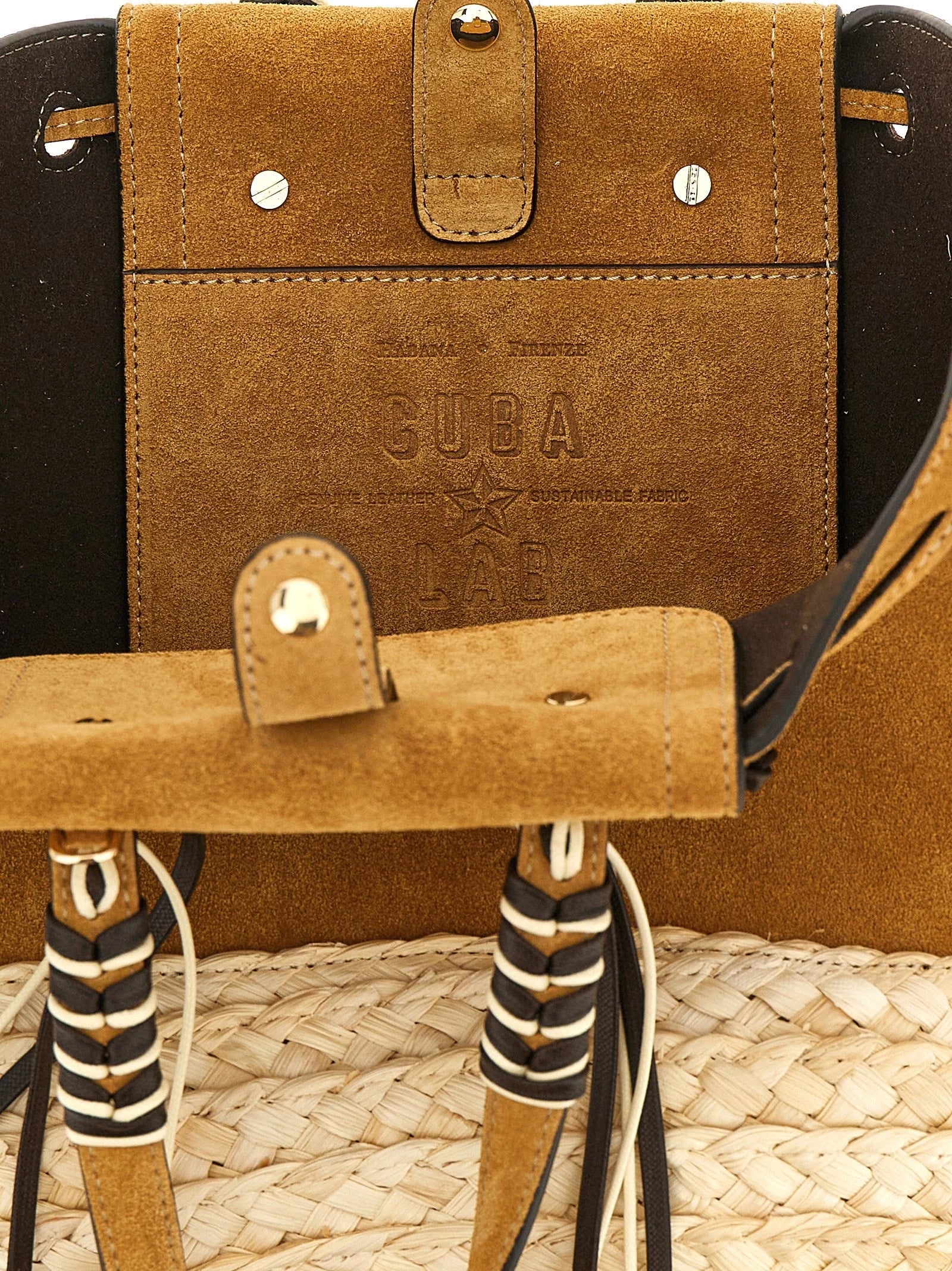 CUBA LAB Beige Leather Tote Bag