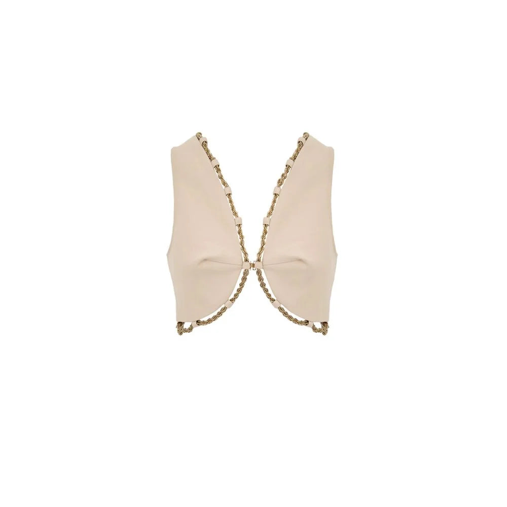 Cult Gaia Beige Cotton Waistcoat - M