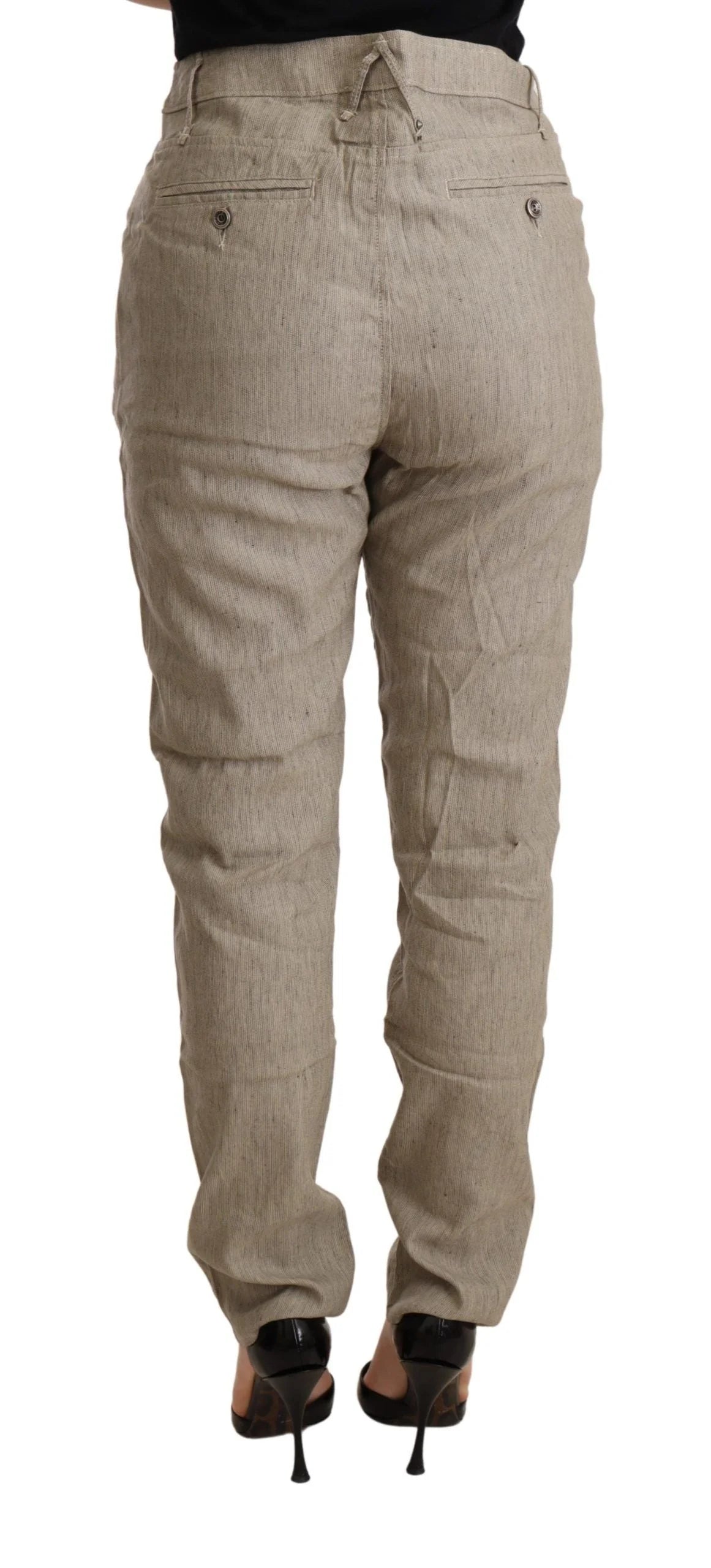 CYCLE Beige Mid Waist Casual Baggy Stretch Trouser - Trousers