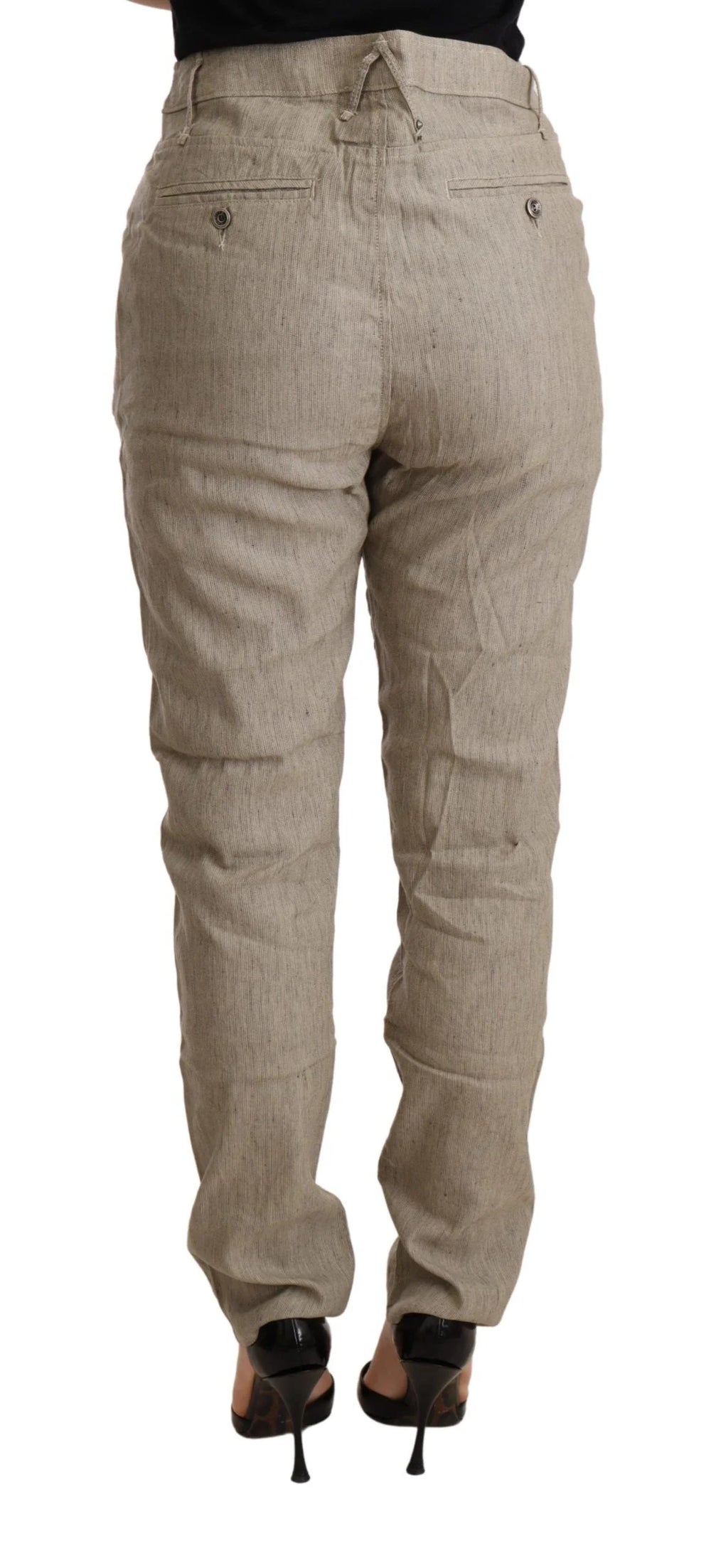 CYCLE Beige Mid Waist Casual Baggy Stretch Trouser - Trousers
