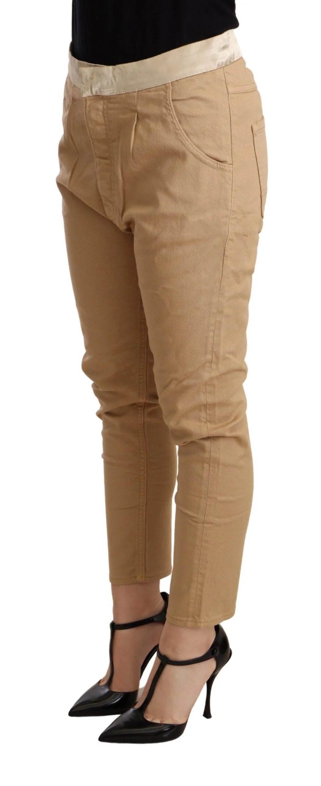 CYCLE Beige Mid Waist Slim Fit Skinny Stretch Trouser - Trousers