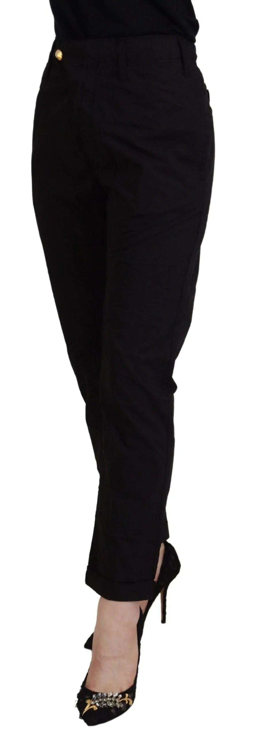 CYCLE Black Cotton Baggy High Waist Women Pants - W28 - Trousers