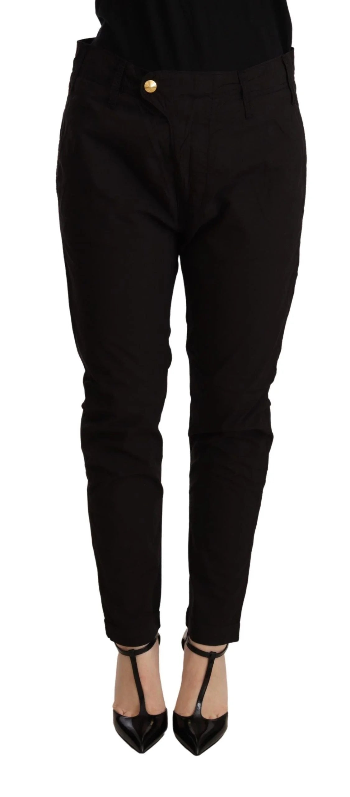 CYCLE Black Mid Waist BAGGY Fit Skinny Trouser - Trousers