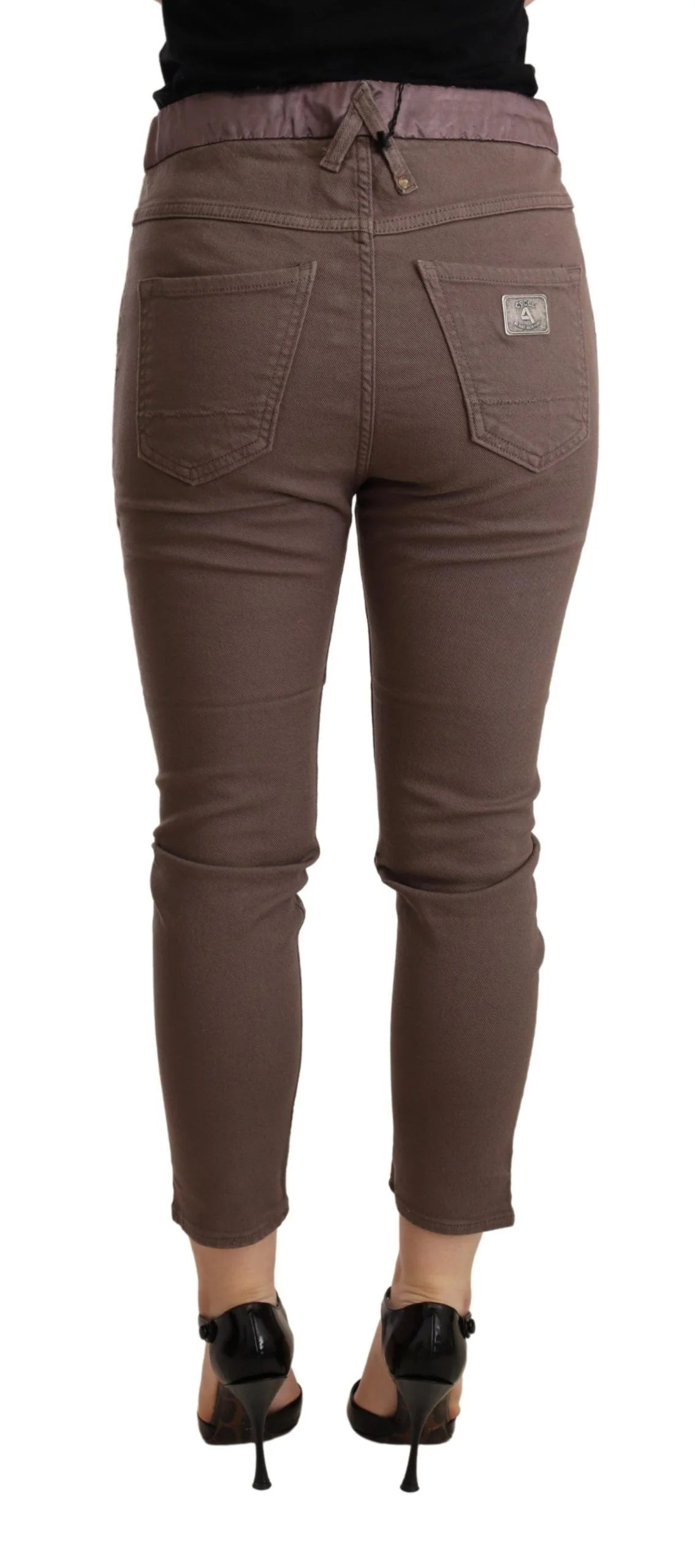CYCLE Brown Mid Waist Cropped Skinny Stretch Trouser - Trousers