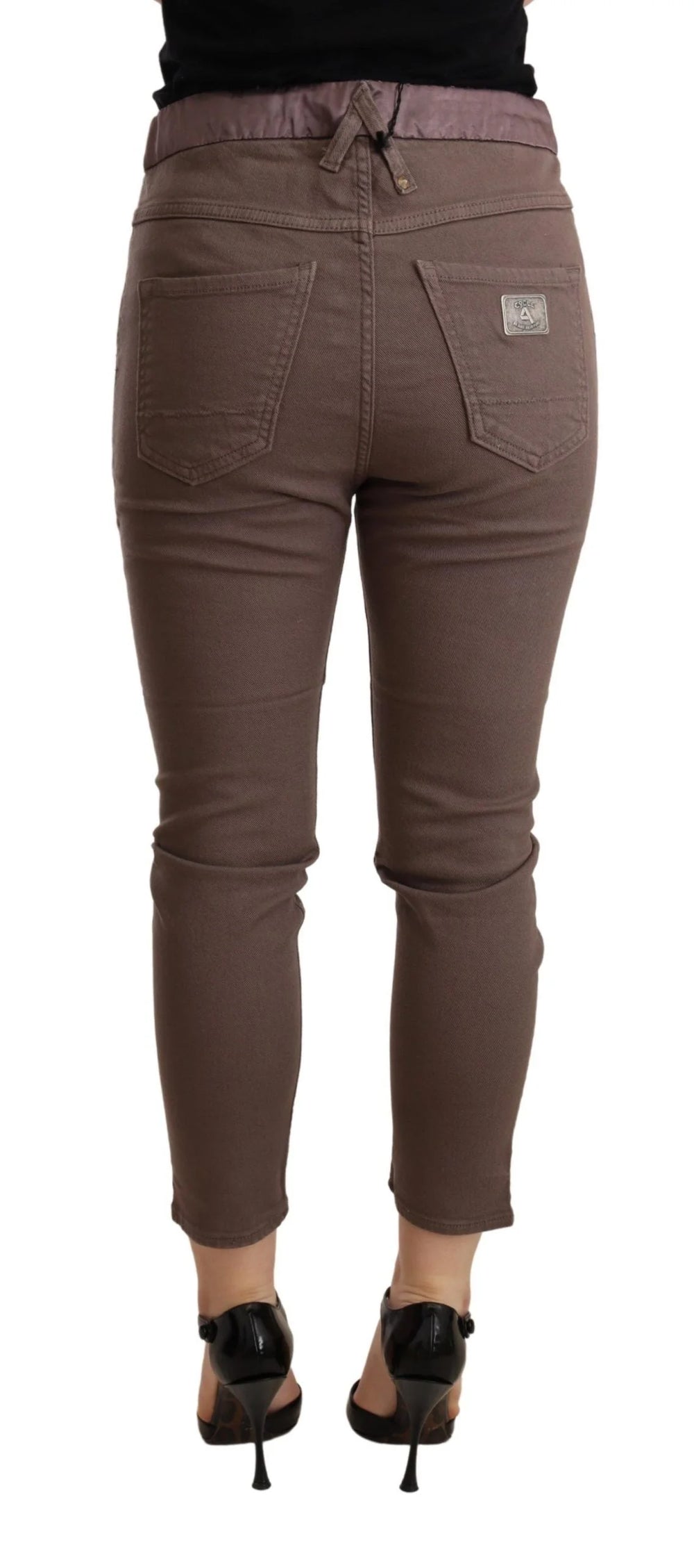 CYCLE Brown Mid Waist Cropped Skinny Stretch Trouser - Trousers