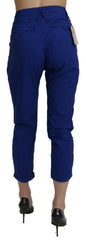 CYCLE Cotton Royal Blue High Waist Skinny Cropped Trouser Pants