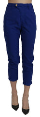 CYCLE Cotton Royal Blue High Waist Skinny Cropped Trouser Pants