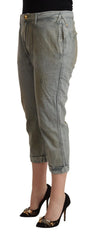 CYCLE Gray 100% Cotton Mid Waist Skinny Cropped Pants - Trousers