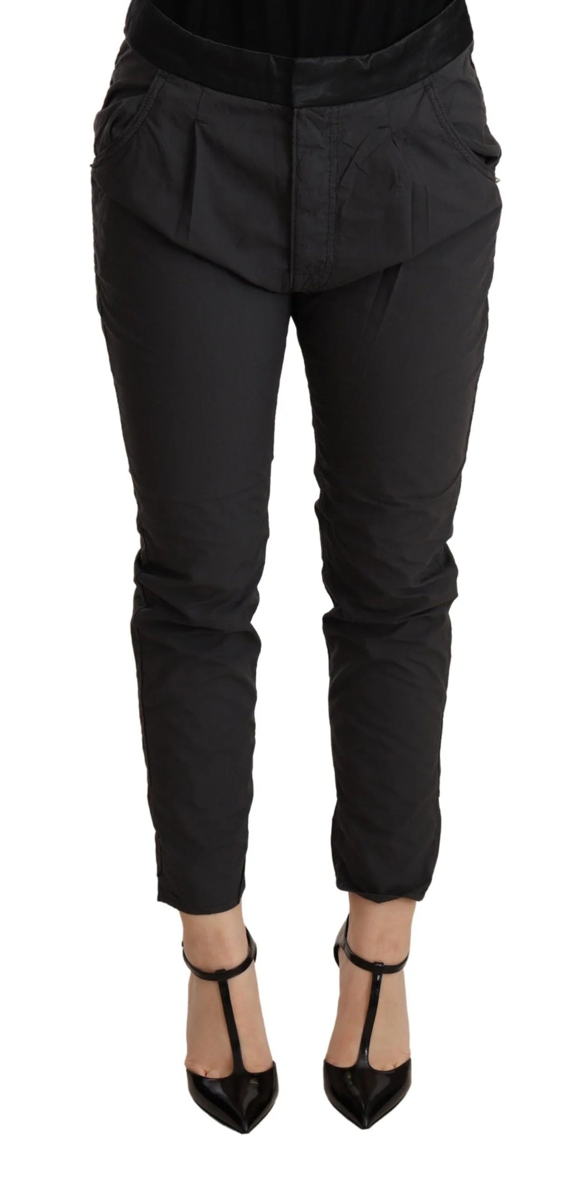 CYCLE Gray Mid Waist Slim Fit Skinny Cotton Trouser - Trousers