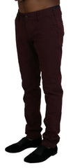 CYCLE Maroon Cotton Stretch Skinny Casual Men Pants - IT46 | S - Trousers