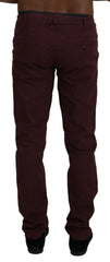 CYCLE Maroon Cotton Stretch Skinny Casual Men Pants - IT46 | S - Trousers