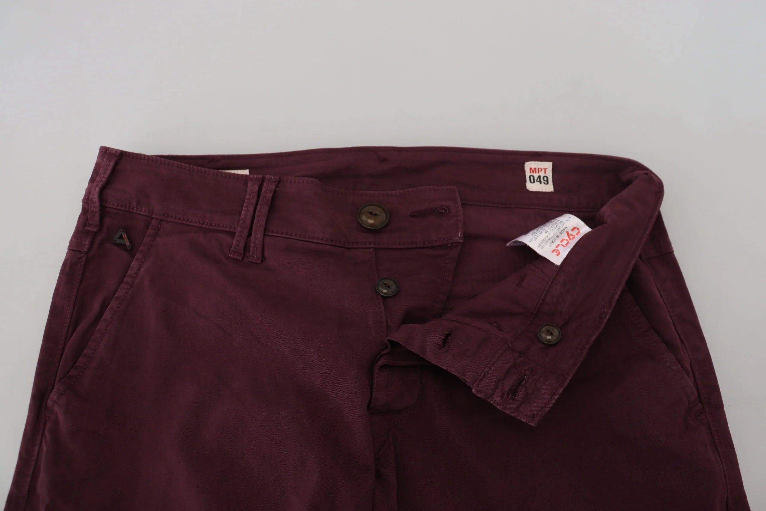 CYCLE Maroon Cotton Stretch Skinny Casual Men Pants - IT46 | S - Trousers