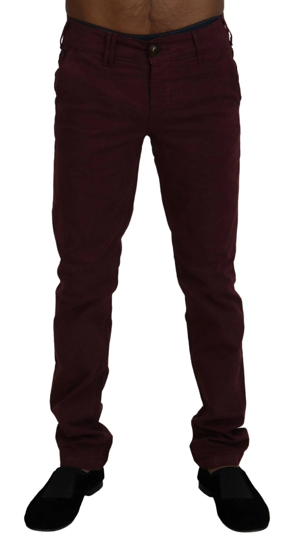 CYCLE Maroon Cotton Stretch Skinny Casual Men Pants - IT46 | S - Trousers