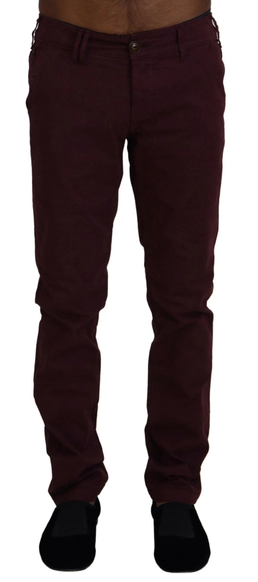 CYCLE Maroon Cotton Stretch Skinny Casual Men Pants - IT46 | S - Trousers
